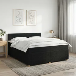 vidaXL Postelja boxspring z vzmetnico Črna 160 x 200 cm Blago