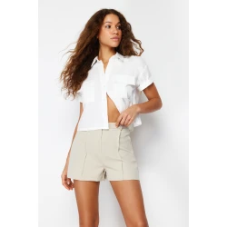 Trendyol Beige Rib Detail Woven Shorts