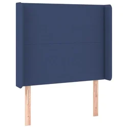 Vidaxl Vzglavje z ušesi modro 83x16x118/128 cm blago