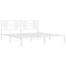 Vidaxl Kovinski posteljni okvir z vzglavjem bel 193x203 cm