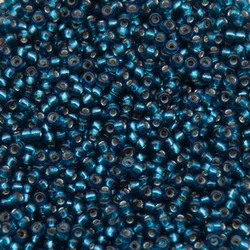 Kašaste perle (seed beads) 2 mm svetlo plava srebrna linija