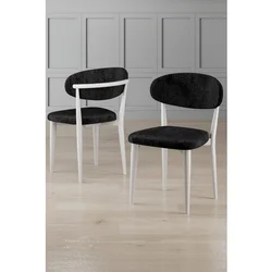 Hanah Home set trpezarijskih stolica Onex 2 kom, crna bukle tkanina, bele drvene noge