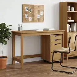 vidaXL Miza in premična omarica MOSS 2 pcs Medeno Rjava