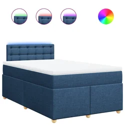 Vidaxl Box spring postelja z vzmetnico moder 120x200 cm blago