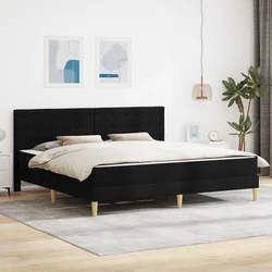 Okvir kreveta s madracem s uzglavljem Crna 180 x 200 cm tkanina