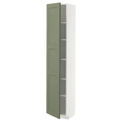 METOD Visoki element s policama, bela/Axstad sivozelena, 40x37x200 cm