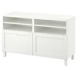 BESTA TV stalaža s vratima, bela/Hanviken/Stubbarp bela, 120x42x74 cm