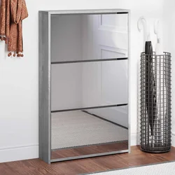Ormarić za cipele s ogledalom 3razine boja hrasta 63x17x102,5cm