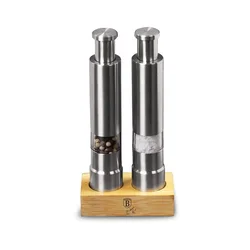 Berlinger Haus Set od 2 mlina za so i biber sa bambusovim stalkom Eternal Collection BH-7783, Srebrni