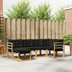 Set vanjskih sofa s jastukom 6 pcs Bijela i crna
