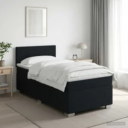 vidaXL Postelja boxspring z vzmetnico Črna 80 x 200 cm Blago