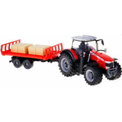 Kmetijski traktor Bburago 10 cm Messey Ferguson 8740S s prikolico za bale