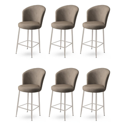 HANAH HOME Set 6 barskih stolica Alte Cappuccino Chrome