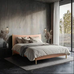 MID.YOU OBLAZINJENA POSTELJA 140 cm x 200 cm , les, tekstil, leseni material opečnato rjava