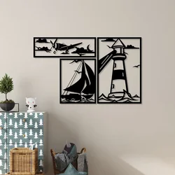 Wallity Zidna dekoracija Lighthouse Trio B, 60 x 40 cm, Crna