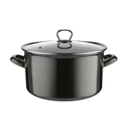 Emajliran lonec s pokrovom 5,6 l, črn