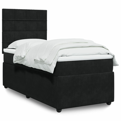 VIDAXL Box spring postelja z vzmetnico črna 90x200 cm žamet