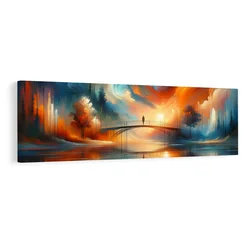 Slika most v soju zahajajočega sonca - 120x40