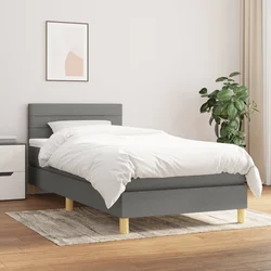 vidaXL Box spring postelja z vzmetnico temno siva 90x200 cm blago