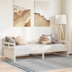 Dnevni krevet s madracem bijeli 90 x 200 cm masivna borovina