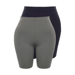 Trendyol Curve Navy Blue - Khaki 2-Pack Biker Knitted Leggings