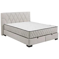 MID.YOU POSTELJA Z VZMETNICO 160 cm  x 200 cm , tekstil, leseni material bež