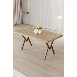 Hanah Home trpezarijski sto Zerra, 130 × 80 cm, ploča u dekoru atlantskog bora, noge sa završnom obradom u izgledu drveta