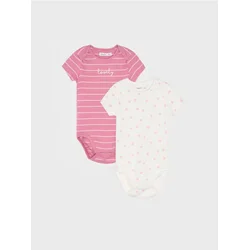 Sinsay - Pamučni bodi sa printom 2 pack - prljavo roze