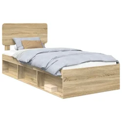 Vidaxl Konstrukcija postelje z vzglavjem Sonoma hrast 75 x 190 cm