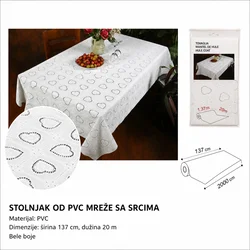 KMT PVC Stolnjak, 20 m, Bela