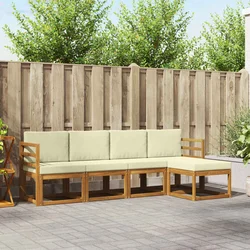 Set vanjskih sofa 5 pcs Prirodna i krem Čvrsto drvo akacije