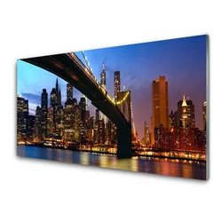 tulup.si Slika na akrilnem steklu Bridge mesto vode 140x70 cm 2 obešalnika