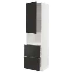 METOD / MAXIMERA Vis.elem.mikrotal. s vratima/2fioke, bela/Nickebo boja antracita, mat, 60x60x220 cm