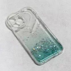 Maska za telefon Heart Glitter za iPhone 13 Pro 6.1 providno-menta