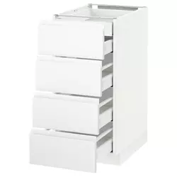 METOD / MAXIMERA Pod.ormar.4fronta/2donj/3sred.fioke, bela/Voxtorp matirano bela, 40x60 cm