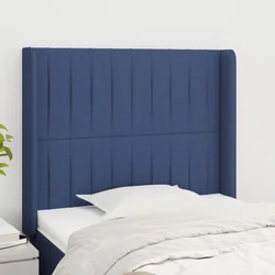 Vidaxl Vzglavje z ušesi moder 83x16x118/128 cm blago