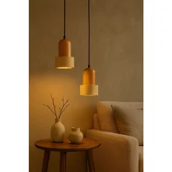 Opviq luster Loer-B, 2 × E27, bež / hrast