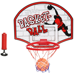 Dječji set GT - Zidna košarkaška tabla s loptom i pumpom, crvena