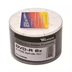 Traxdata DVD-R 8x 4.7 GB PRN F SP50 HQ Full Printable 50 komada spindle beli ( 0234393 )