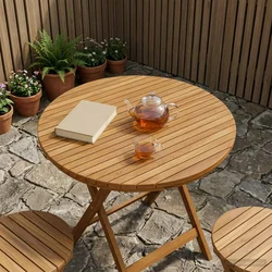Gornji dio stola O 90 x 3,5 Kružni Čvrsto teak drvo Prirodna