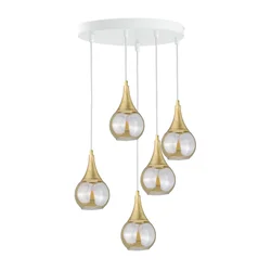 Luster na sajli LACRIMA WHITE 5xE27/60W/230V prečnik 45 cm