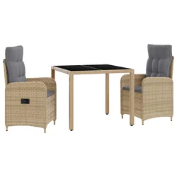 Vanjski set za objedovanje 3 pcs Bež i svijetlo siva