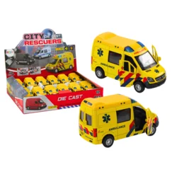 Reševalno vozilo LEAN TOYS 1:32, rumeno, odpiralna vrata, luči, zvoki