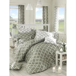 LEssentiel Maison Ranforce komplet posteljina Madalyon, Maslinasto-bela