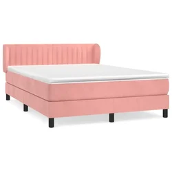 Vidaxl Box spring postelja z vzmetnico roza 140x200 cm žamet
