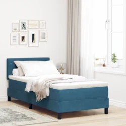 LED Box Spring Krevet s madracem Tamno plava 90 x 190 cm Baršun