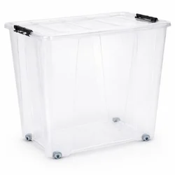 Kutija jolly pvc sa točkićima 70l providna dea
