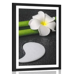 Plakat s paspartujem Spa tihožitje s simbolom Jin in Jang - 40x60 silver