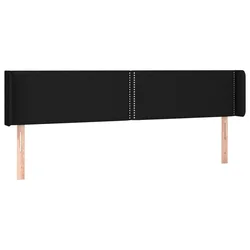 Vidaxl Vzglavje z ušesi črno 203x16x78/88 cm blago