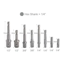 Adapter za vijačenje 1/4 3/8 1/2 - 8 delni set